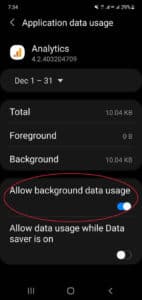 Control Android App Background mobile Data Usage
