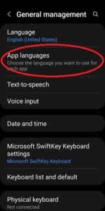 Change language for apps