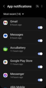 turn on notifications on android phones