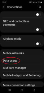 Android Connections Menu